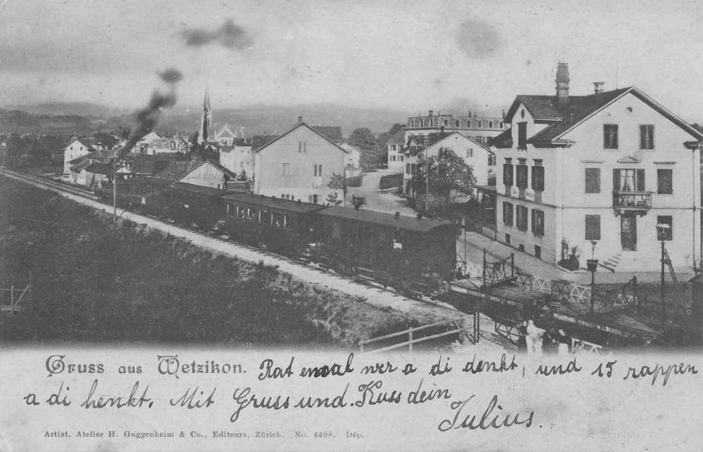 Bahnhof Oberwetzikon beim Bahnübergang Talstrasse (Foto Archiv Ortsgeschichte Wetzikon, um 1900) (1/1)